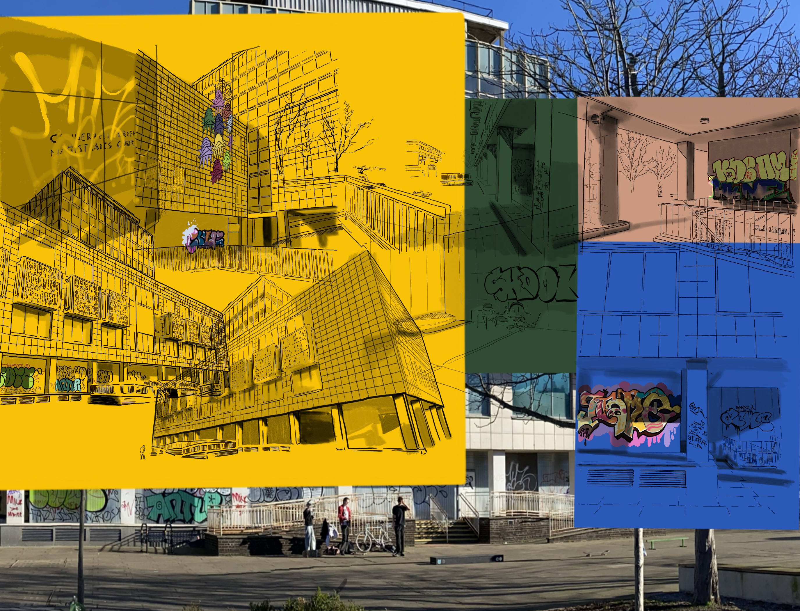 Eclectic illustration of the site.