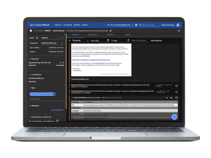 An image of the Cydarm Platform on a laptop