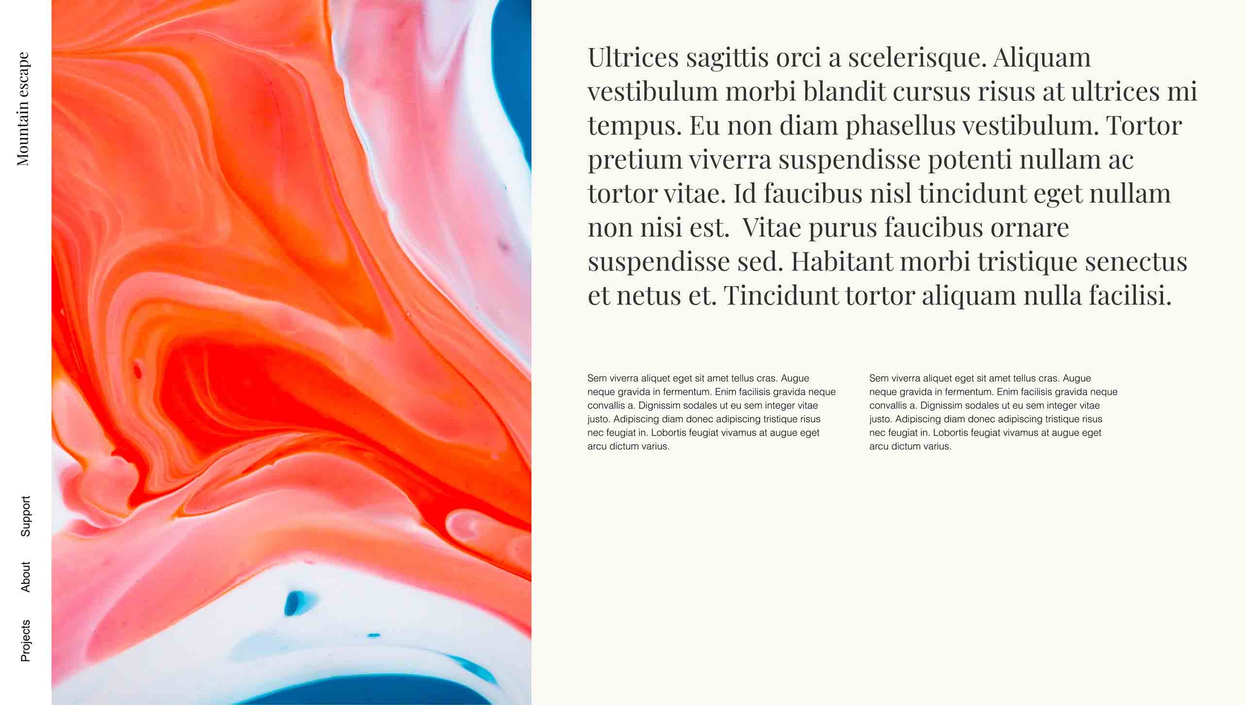 Dummy card with a colorful image on the left and 3 blocks of dummy text on the right