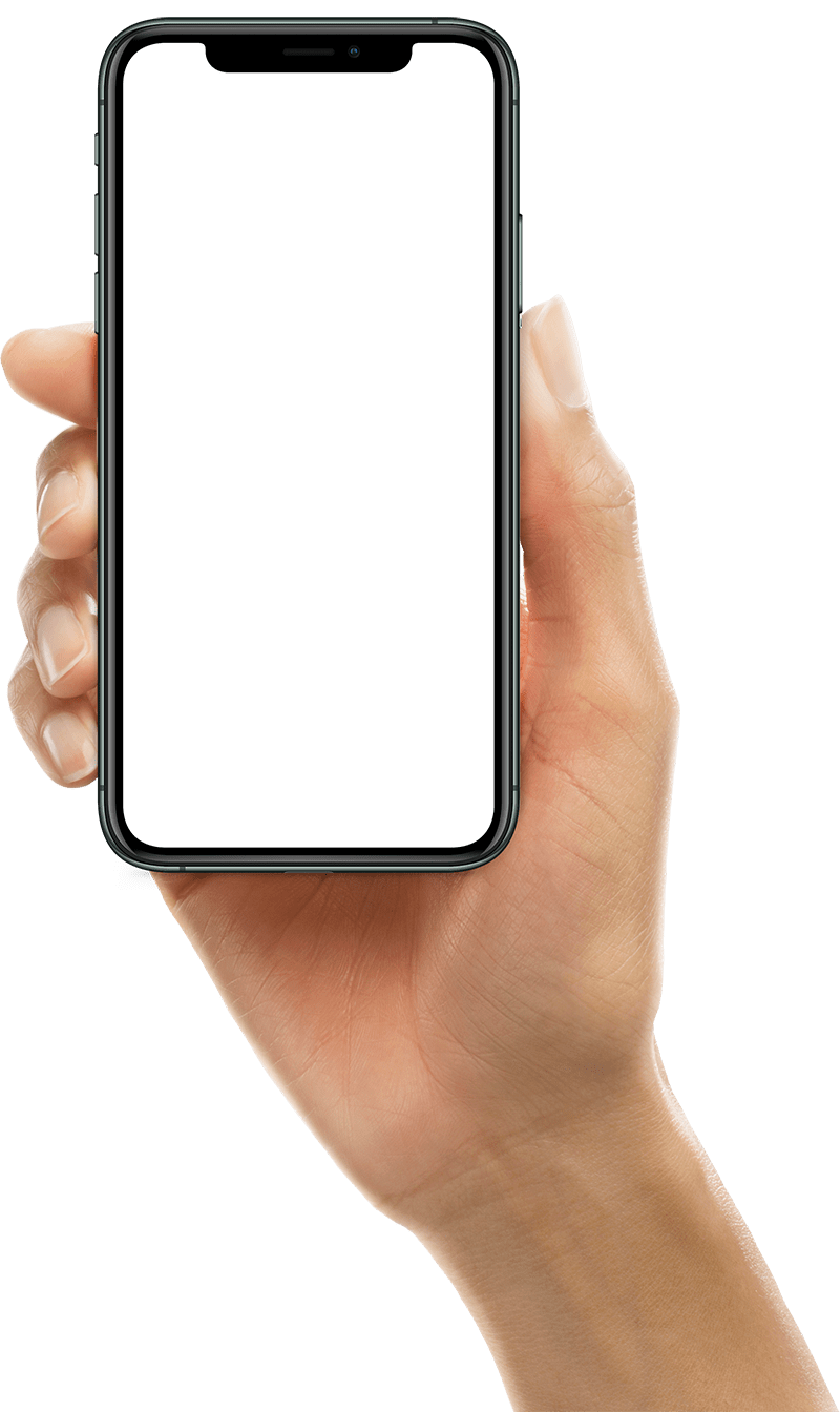 Hand holding a phone mockup