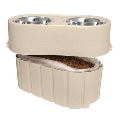 Stone-N-Feed Adjustable Dog Food Storage Container with Dog Bowls