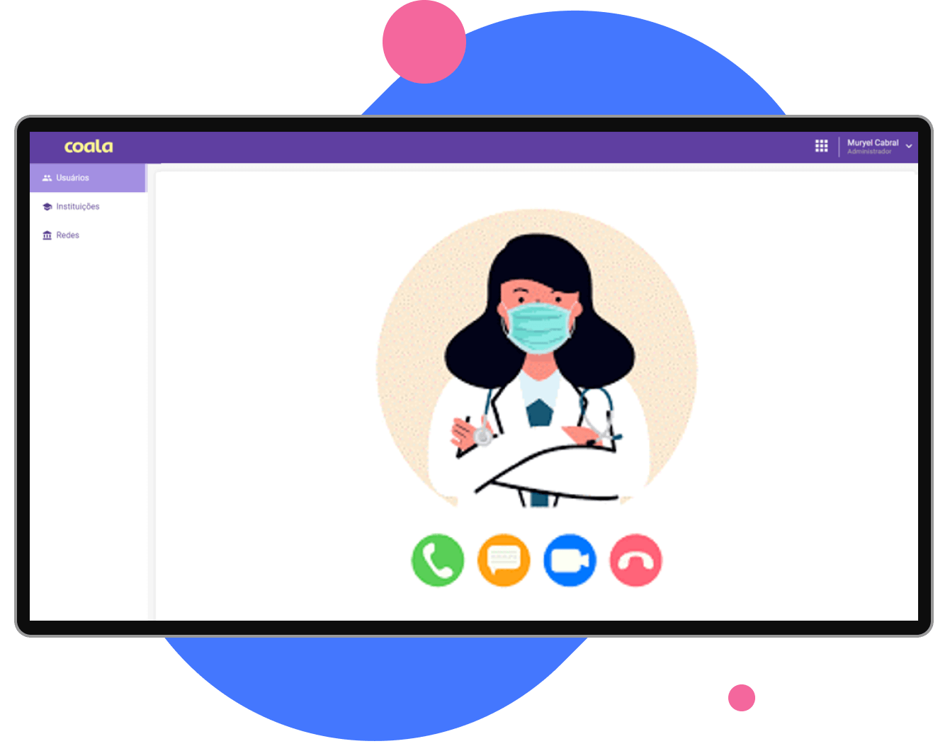 Sistema da Coala mostrando uma dashboard com gráficos
