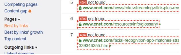 broken links on ahrefs