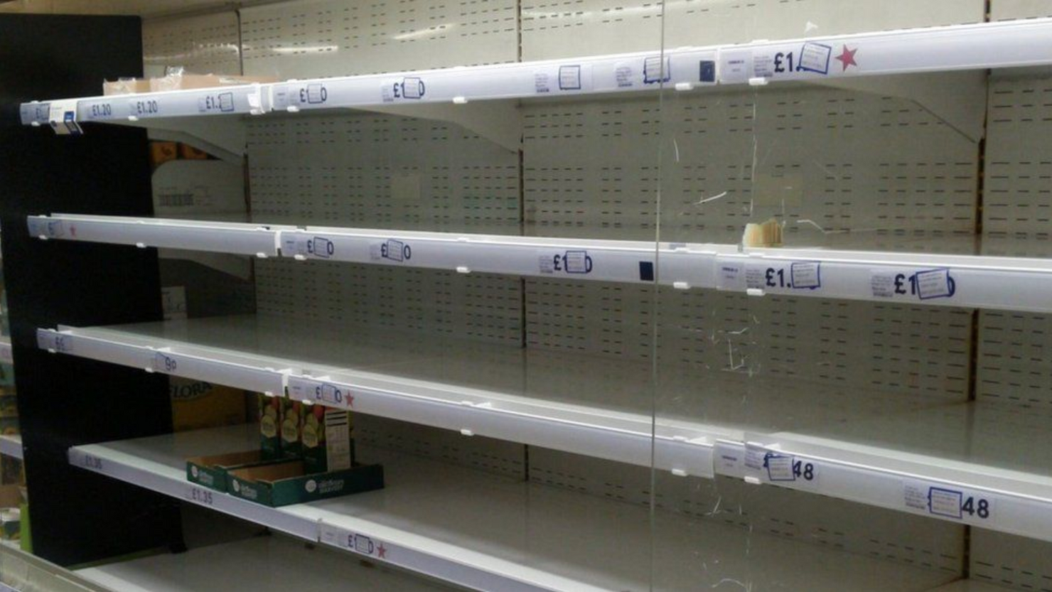 Empty supermarket shelves
