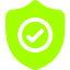 ícone escudo com check verde