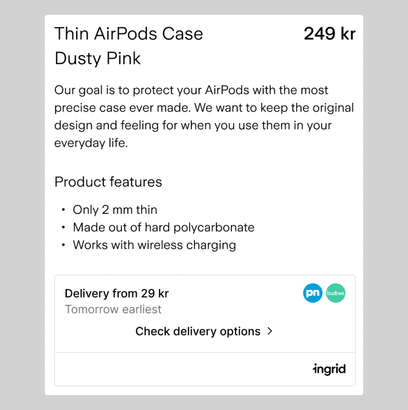 Ingrid Product Page Widget