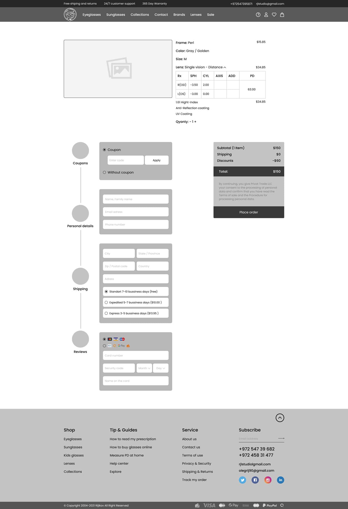 Prototype Low quality wireframe checkout page