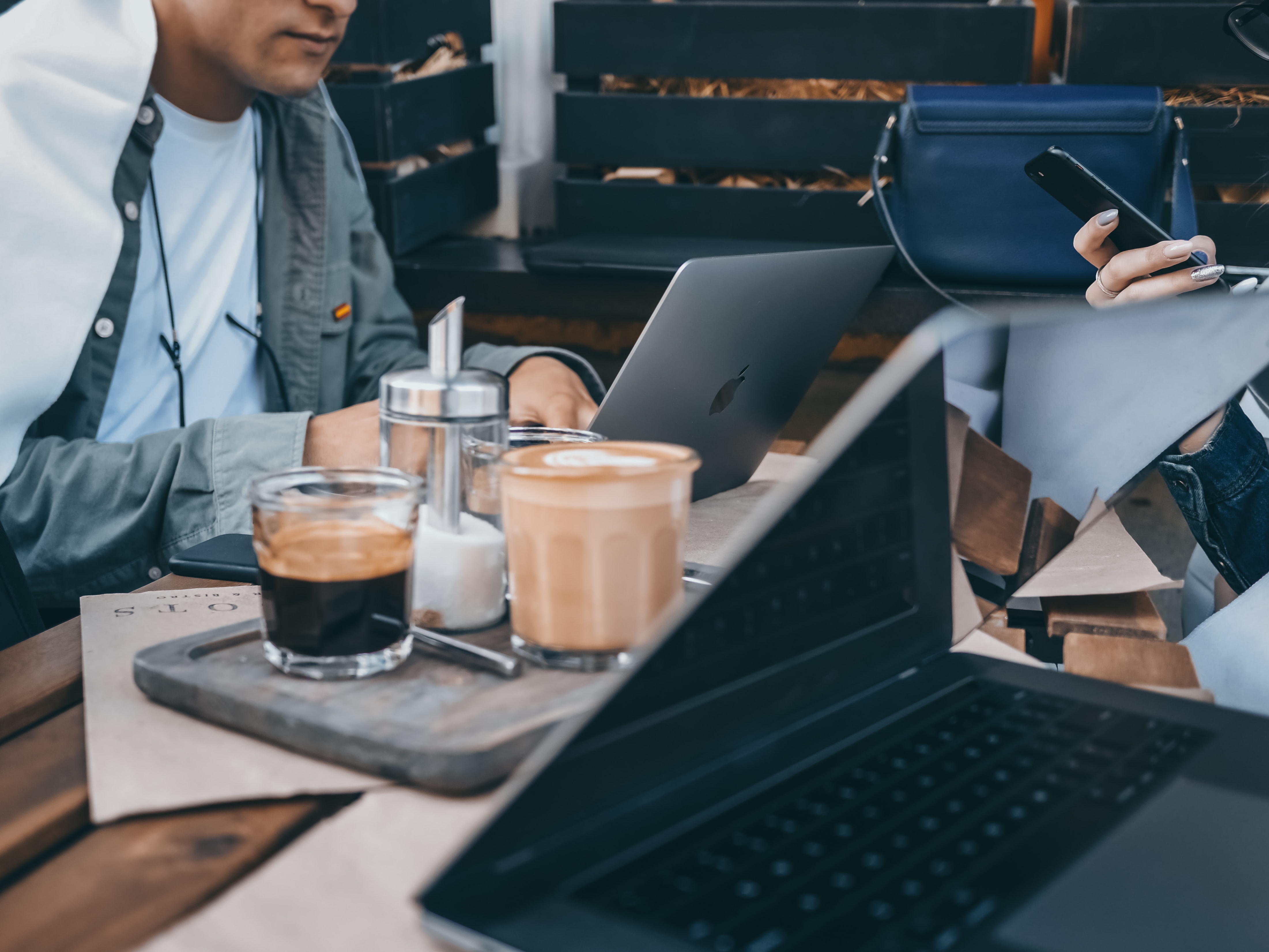Working at a caffee