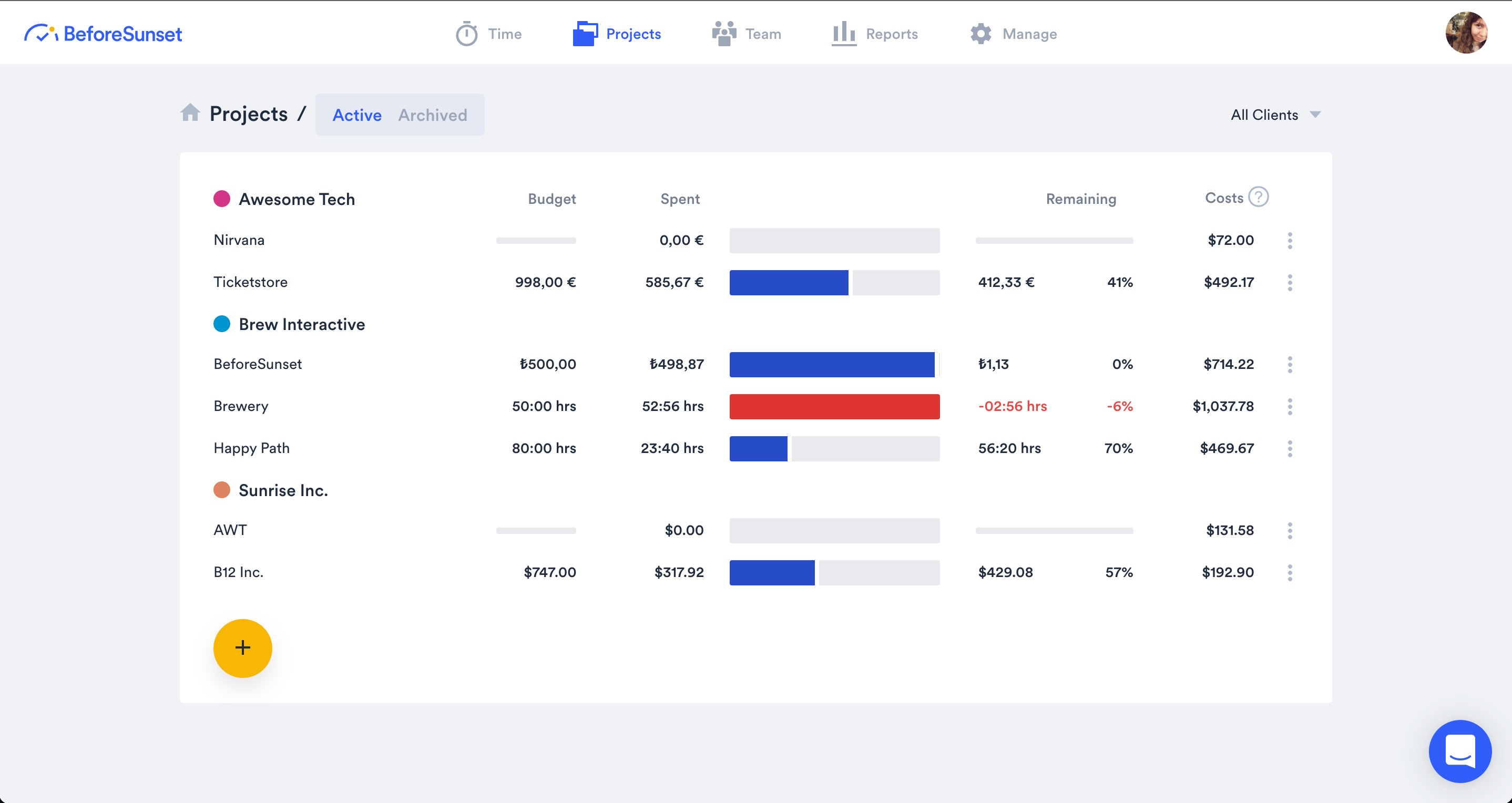 Project management with BeforeSunset