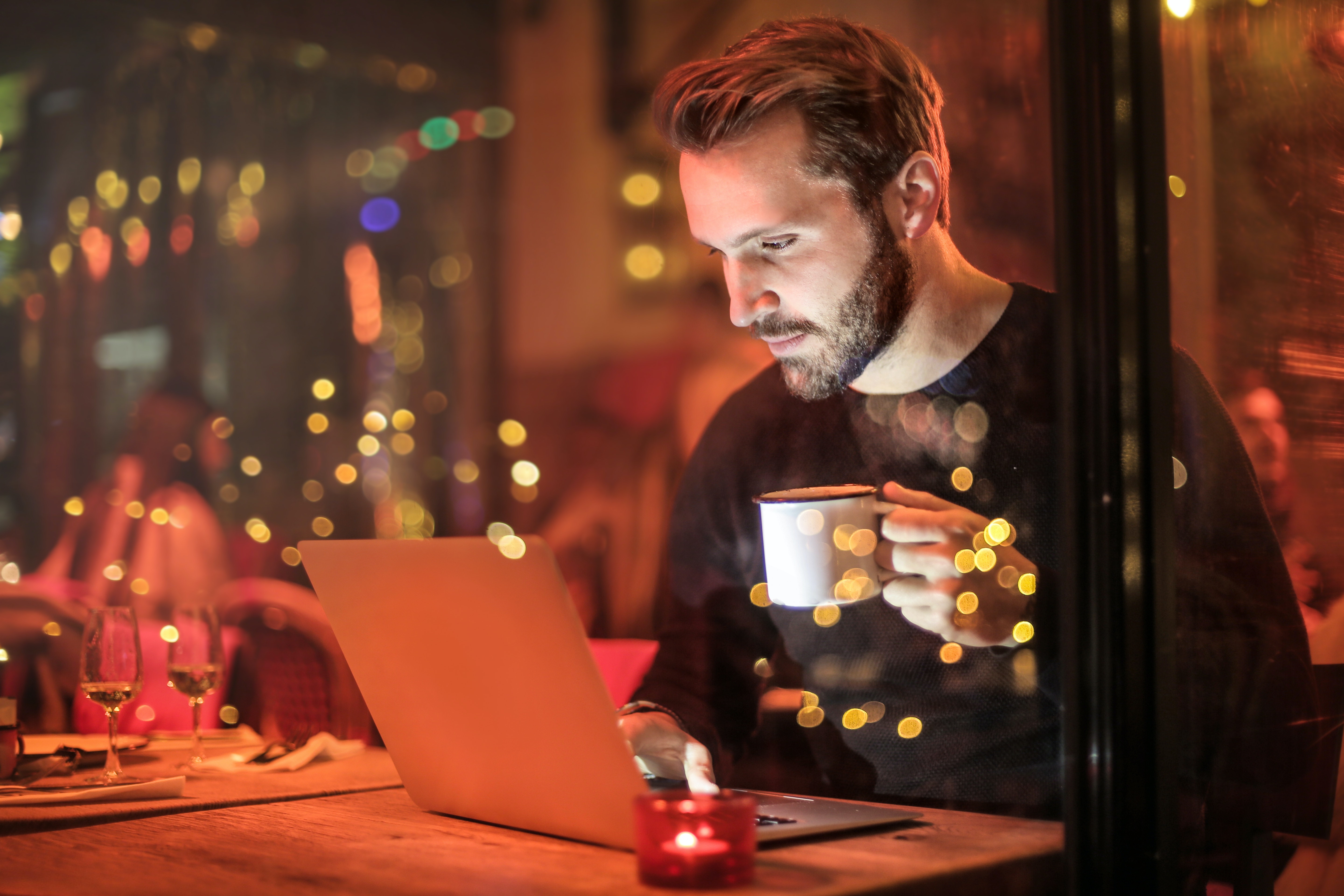 man working at night