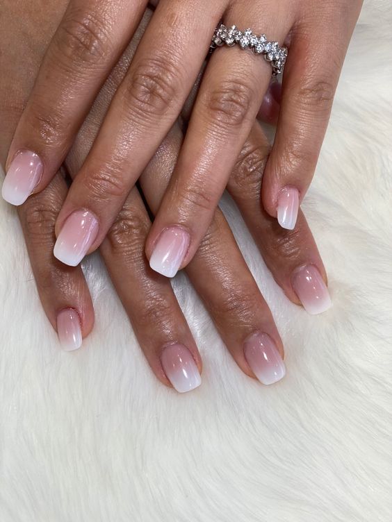 Pink and White Ombre Nails