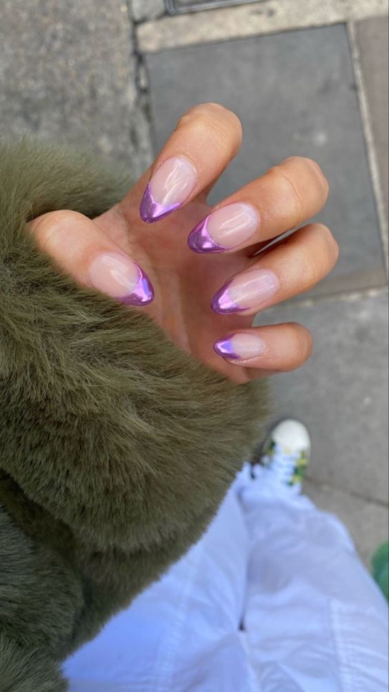 Metallic French Tip Nails