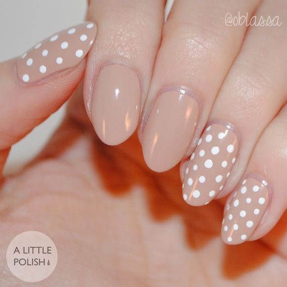 Neutral Nails With Dots