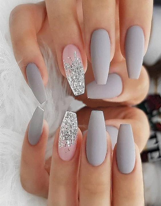 Grey Matte Nails