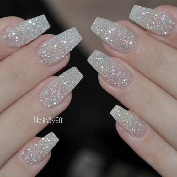Silver Glitter Nails