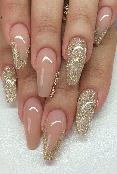 Gold Glitter Nails