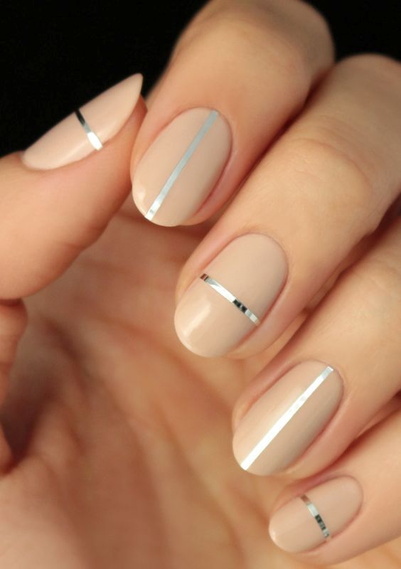 Neutral Nails With Stripes