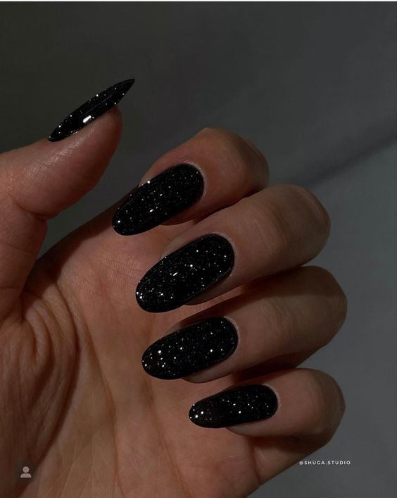 Black Glitter Nails