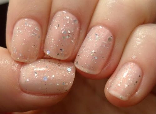 Nude Nails With Glitter Polish