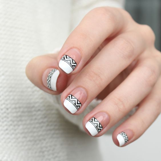 Tribal French Tip Nails