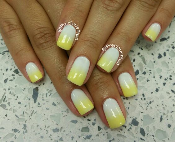 White and Yellow Ombre Nails
