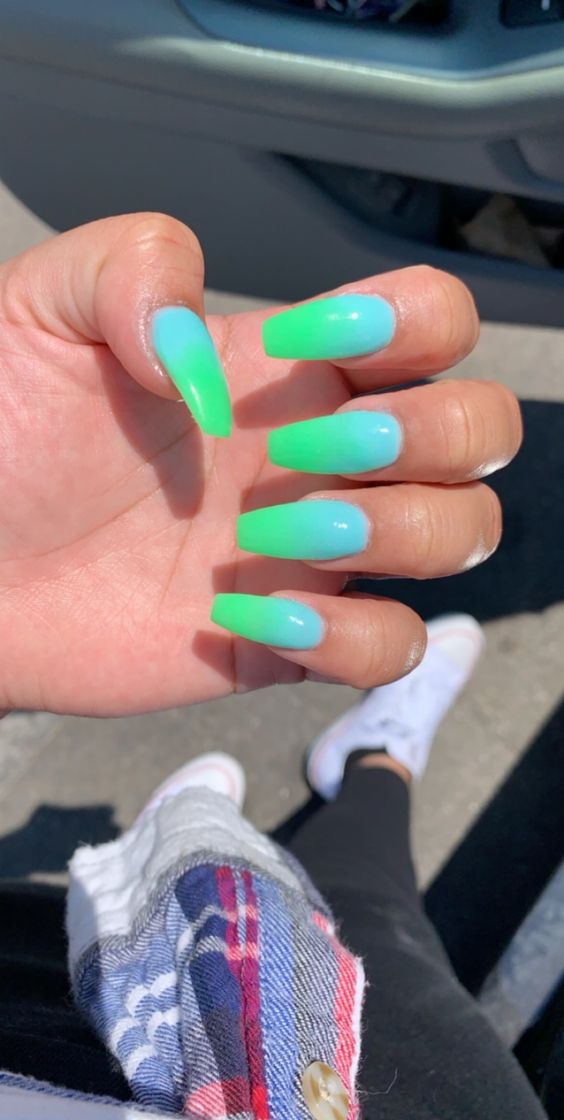 Blue and Green Ombre Nails