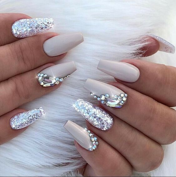 Glitter Rhinestone Nails
