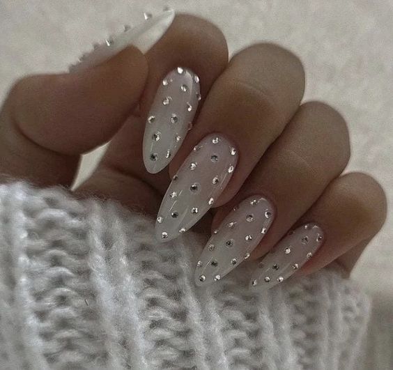 Minimalist Rhinestone Nails