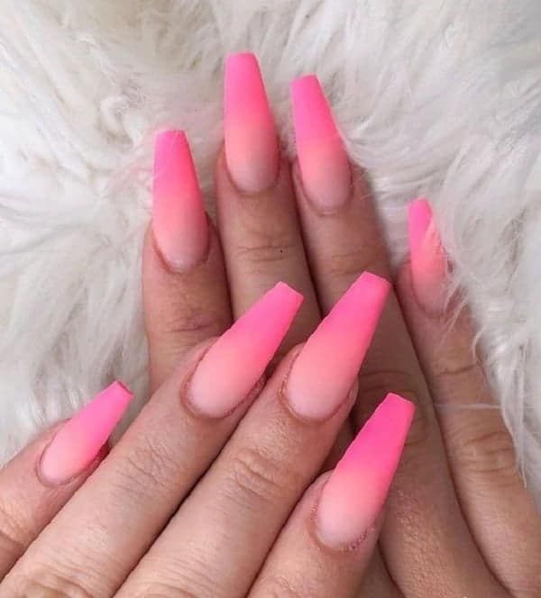 Pink Ombre Coffin Nails