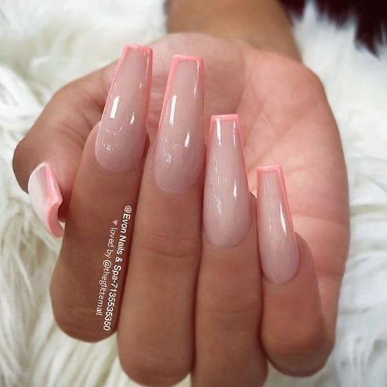 Nude and Pink Coffin Nails