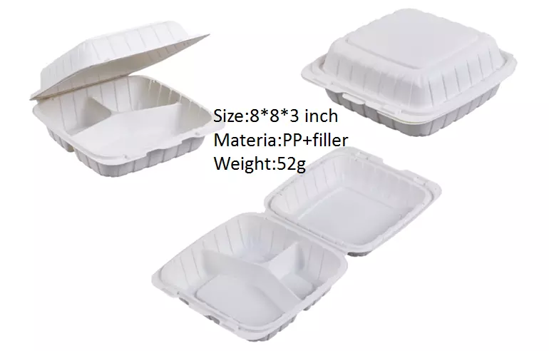 Compostable 3 Compartment Sugarcane Food Packaging Container