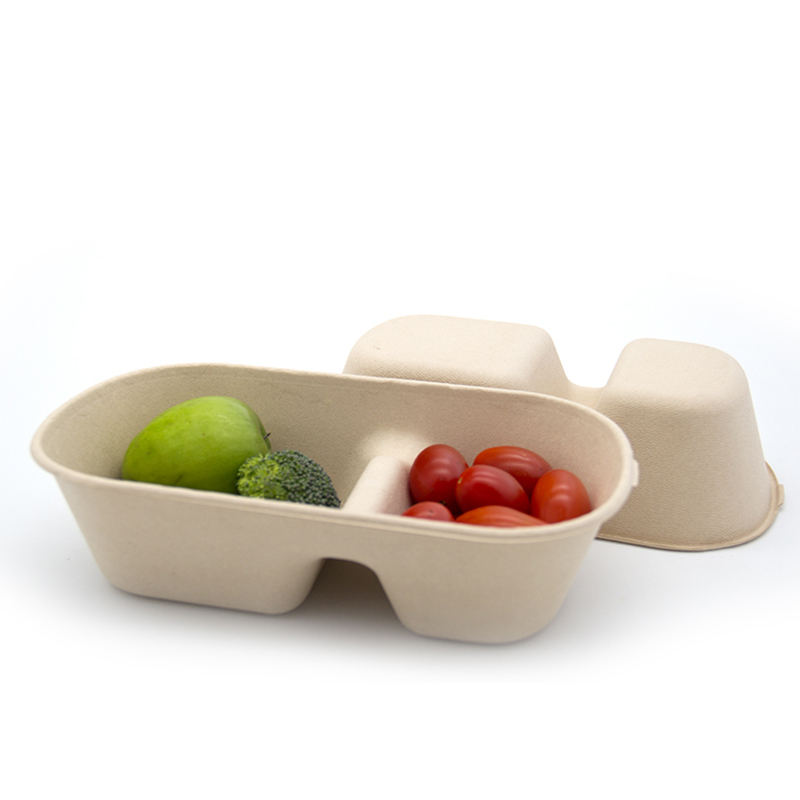 2 Compartment Eco Sugarcane Bagasse Clamshell
