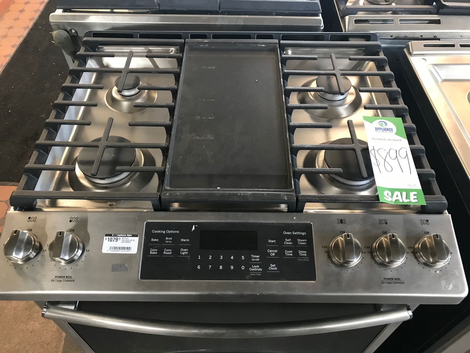 JGS760SELSS GE STAINLESS STEEL 5 BURNER GAS SLIDE IN RANGE