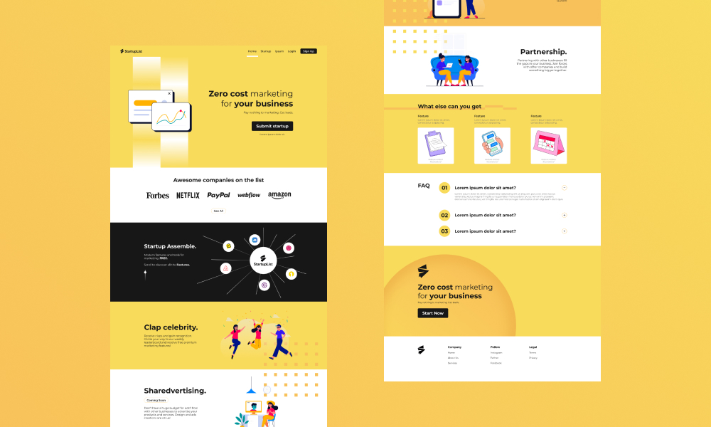 Unlimited landing page design for startups, for a flat monthly fee