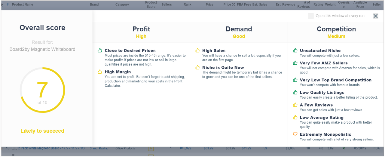 screenshot of AMZScout's chrome extension