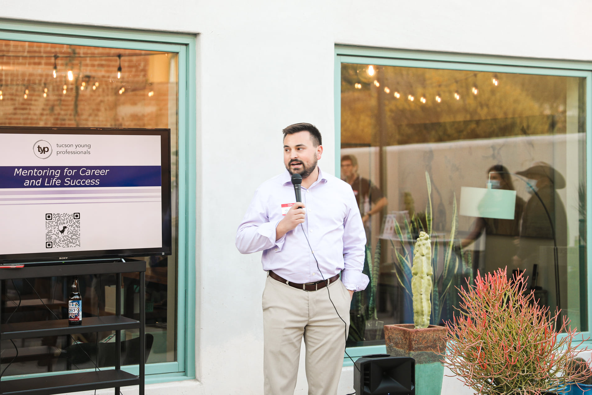 Zach giving a speech at a Tucson Young Professionals event