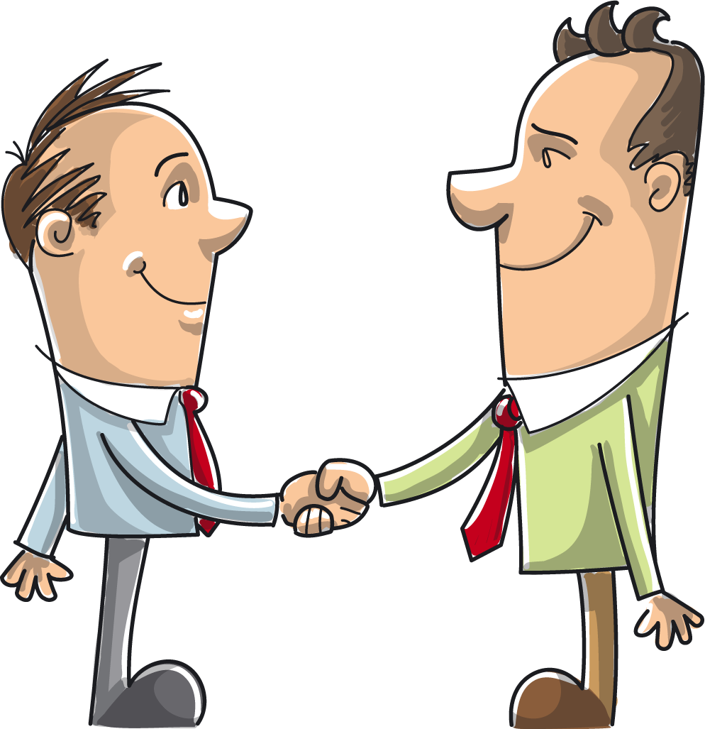 Cartoon of two people shaking hands