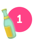 bouteille et chiffre 1