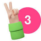 symbole "peace" avec les doigts et chiffre 2