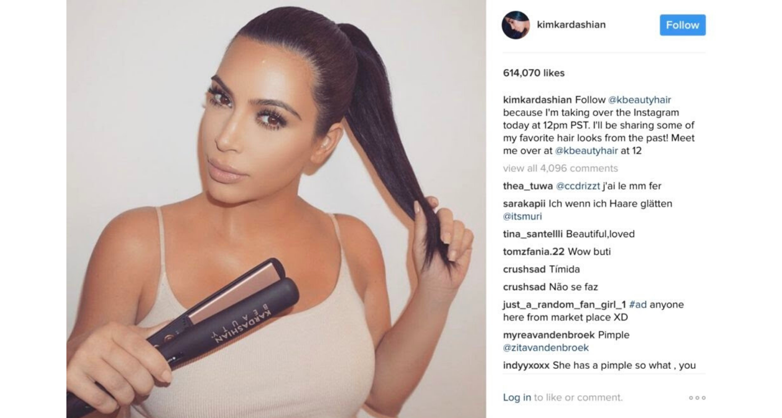 Kim Kard endorsment for a product.