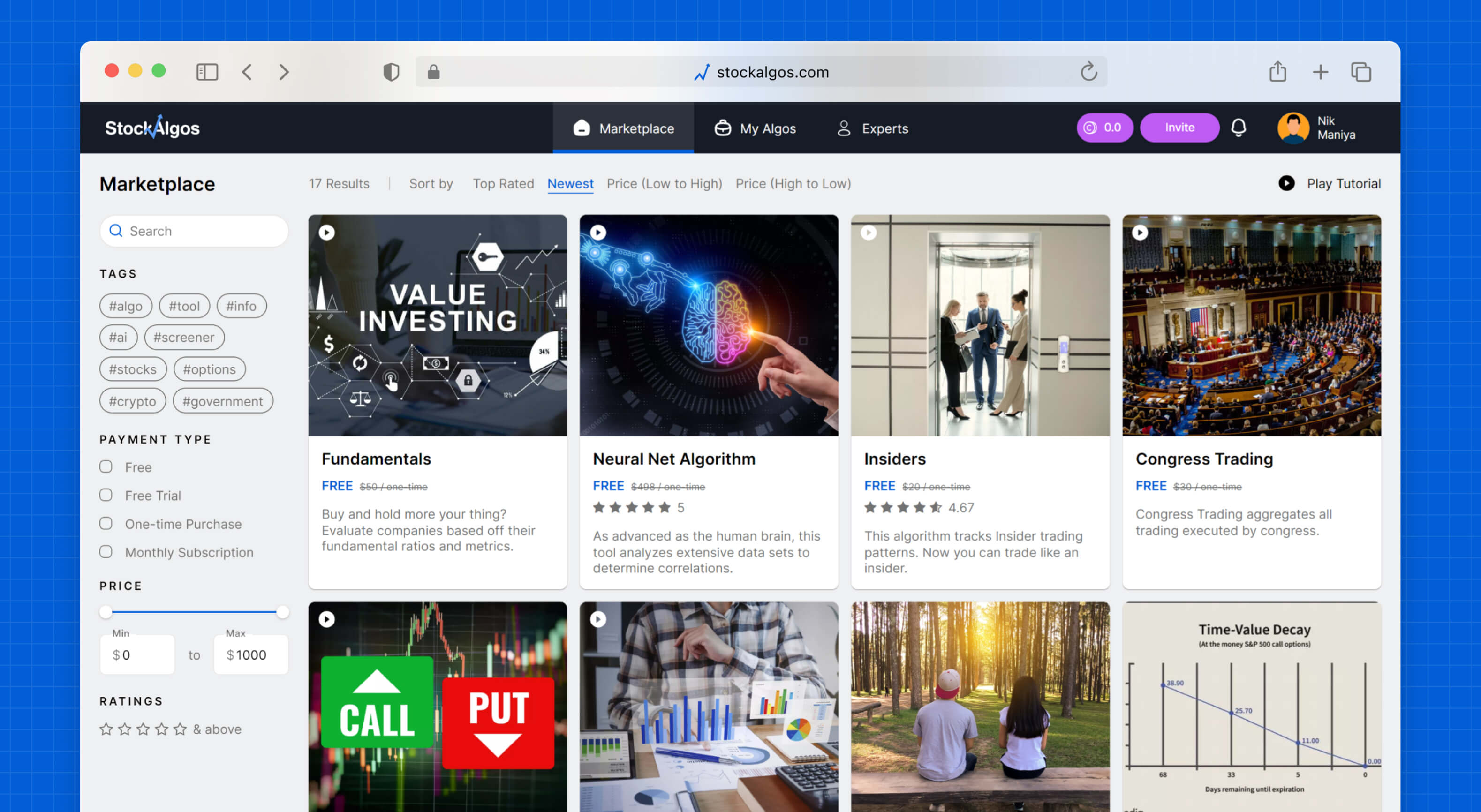 Stockalgos.com website image