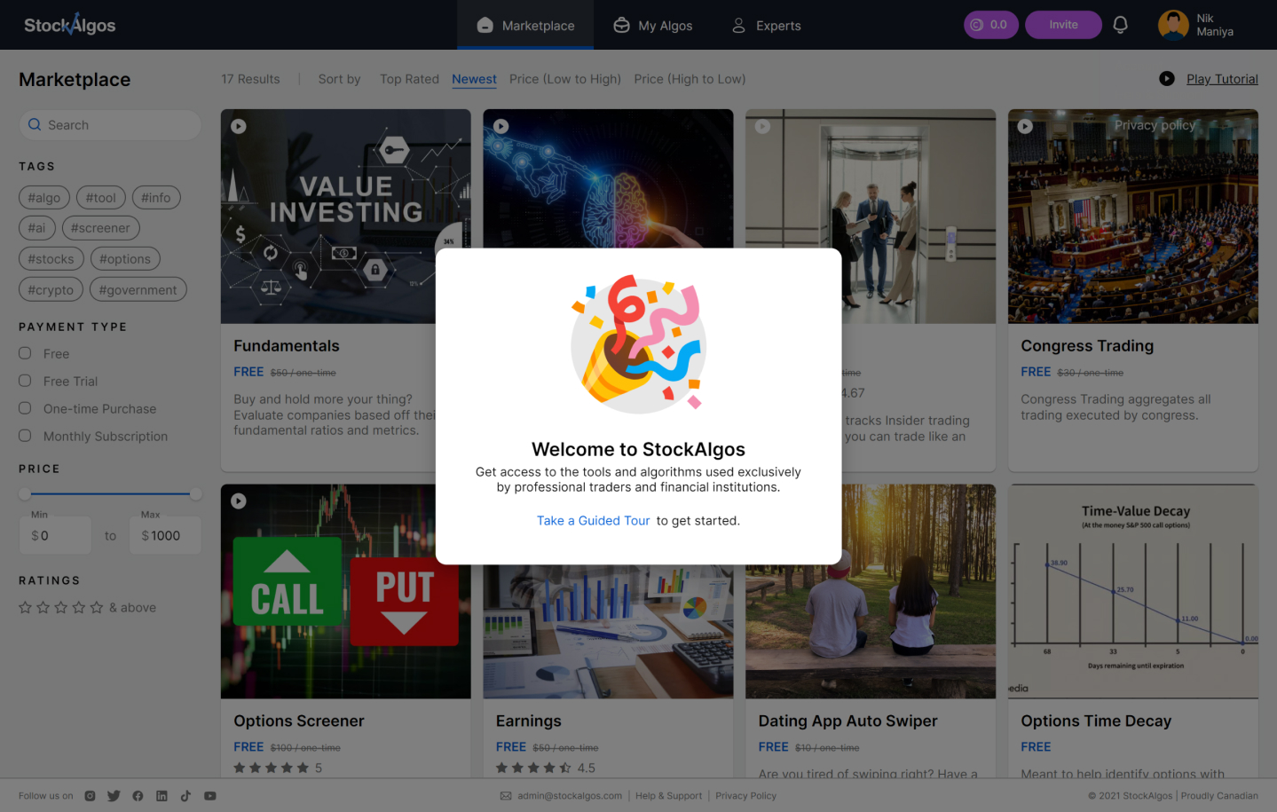 Stockalgos onboarding image