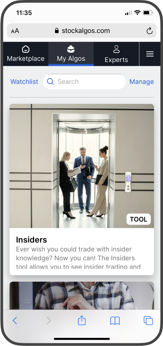 Stockalgos my algos tab image