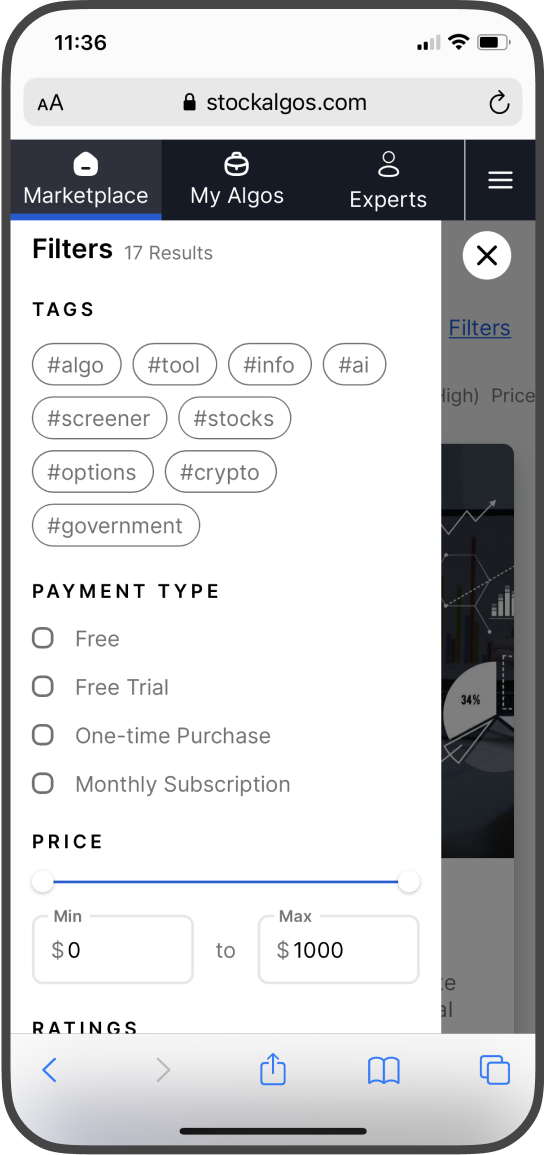 Stockalgos mobile home filter