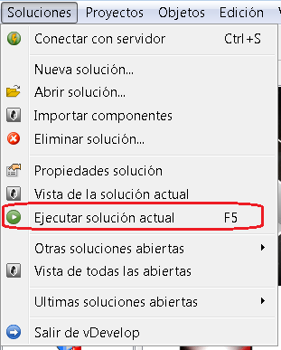 Ejecución de solución desde Velneo vDevelop (F5) 1 Ejecución de solución desde Velneo vDevelop (F5) 1