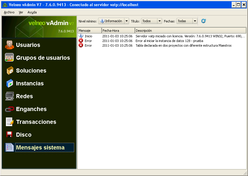 Velneo vServer V7 informando 2 Velneo vServer V7 informando 2