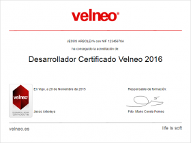 Resultados certificaciones Velneo 2016 1 Diploma Desarrollador Certificado Velneo