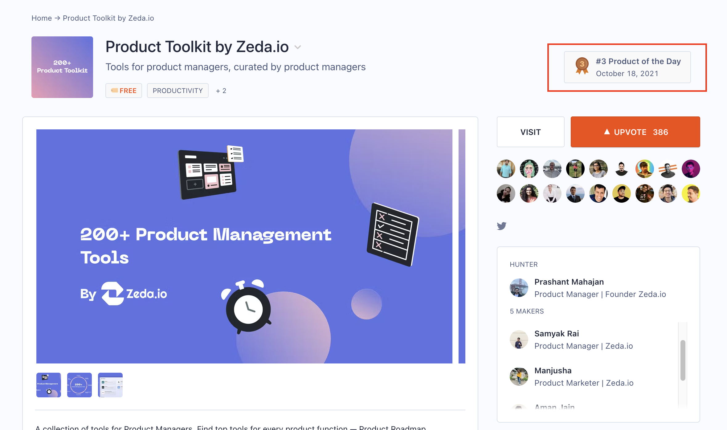 Product Toolkit by Zeda.io on Producthunt
