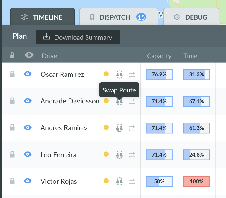 Routific swap drivers feature screenshot