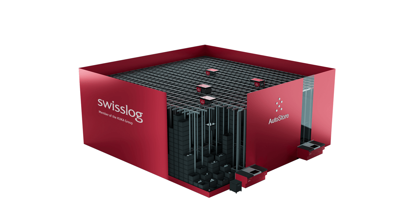 Swisslog's AutoStore is a compact, robot-based automated storage and retrieval system that supports goods-to-person or goods-to-robot picking. Swisslog